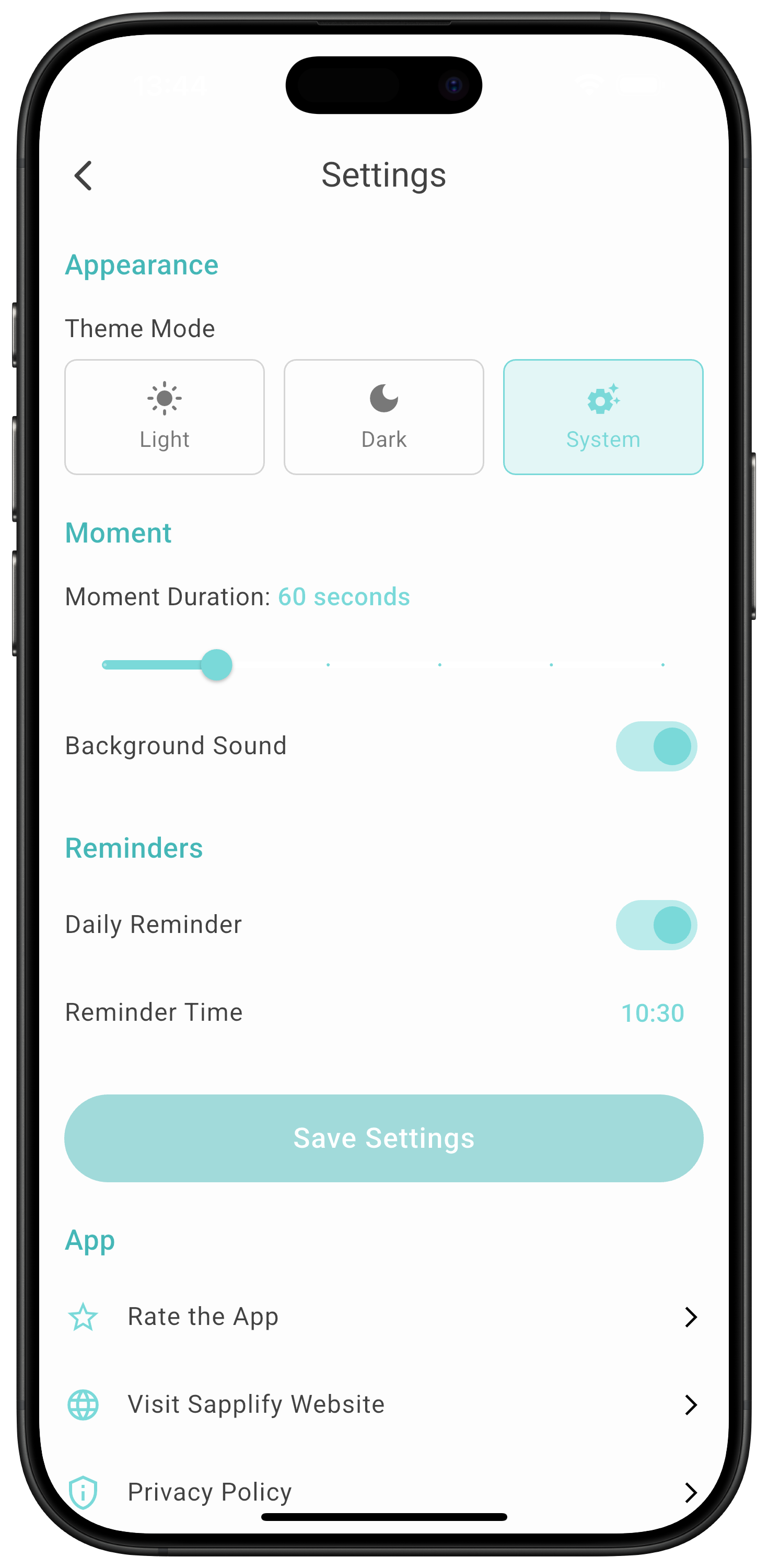 sMoment Settings
